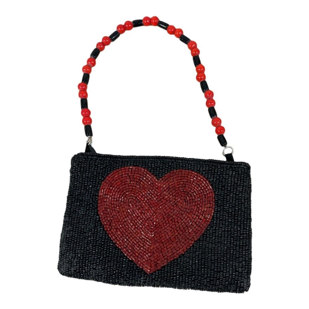 Vintage Christiana Beaded Heart Bag With Zipper Closu… Gem